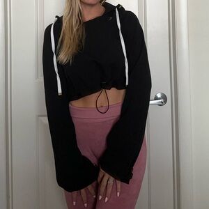 Black Cropped Hoodie
